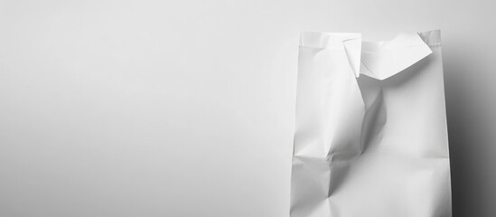 Poster - White paper bag with cut handle on a clean white background offering ample space for text or branding purposes.