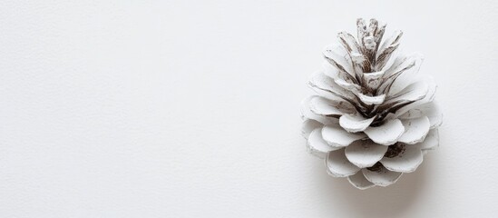 Poster - White pinecone on a minimalistic white background suitable for design projects and adding personalized text or messages.