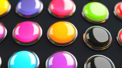 Aufkleber - Colorful digital buttons with glossy finishes and ample copyspace for versatile graphic design applications.
