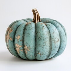 Wall Mural - Blue Pumpkin on White Surface