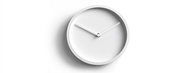 Poster - Minimalist White Round Clock Displaying 10 30 Time on Plain Background with Ample Space for Text or Branding Elements
