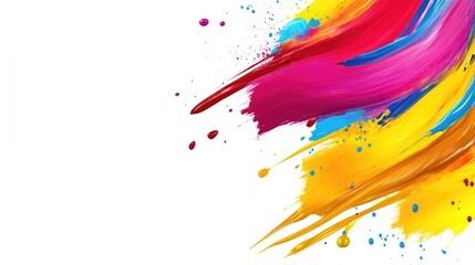  - Vibrant Colorful Paint Brush Stroke Splashes Background for Artistic Designs and Text with Copyspace on the Right Side