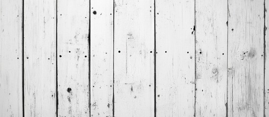 Poster - Weathered white wooden planks background with visible nails offering ample empty space for text or design elements