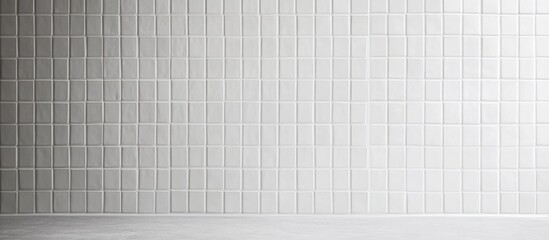 Poster - white mosaic tiles on bathroom wall modern interior design featuring expansive empty space for custo