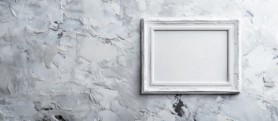 Poster - Elegant white plaster frame on textured wall with ample blank space for customized text or artwork. Perfect for creative displays and presentations.