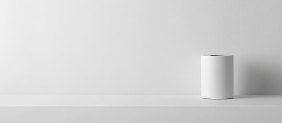 Poster - Minimalist White Toilet Paper Holder with Ample Copy Space for Custom Text in Modern Bathroom Setting