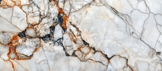 Poster - Elegant white marble background featuring intricate dark veining showcasing a luxurious stone texture ideal for abstract design layouts