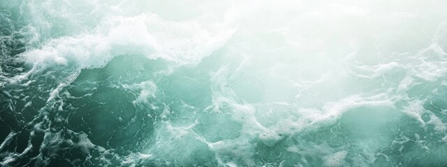 Poster - Abstract ocean waves marble texture in white and seafoam green with ample copy space for text and design applications.