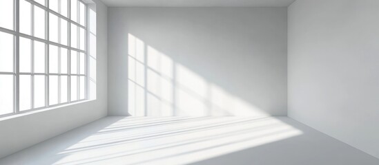 Poster - Bright minimalist interior room mockup featuring a blank frame and ample empty space for text display and design elements.