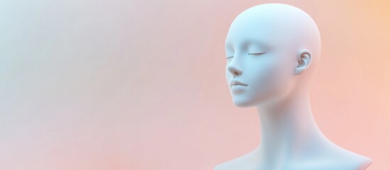 Poster - White mannequin head for headwear displays with gradient background and ample space for promotional text or product information