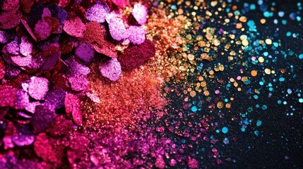 Aufkleber - Colorful glitter explosion with vibrant hues and textures, ideal for festive backgrounds and creative designs with space for text