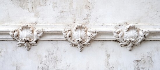 Poster - Classic white stucco moldings on wall with ample empty space for text suitable for elegant design and decoration projects