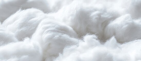 Poster - Fluffy white cotton macro texture creating ample blank space for custom text and design overlay in advertising or promotional materials