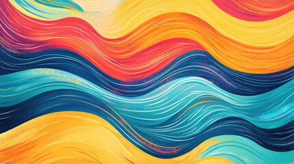 Fototapete - Colorful Abstract Waves Flowing in Harmonious Patterns for Vibrant Art Background