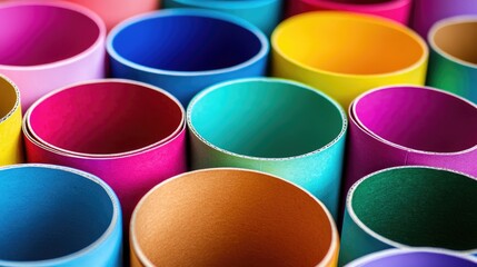 Fototapete - Colorful Cardboard Tubes Arrangement with Blank Space for Custom Text or Design Ideas