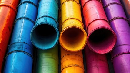 Poster - Colorful Abstract Composition of Industrial Pipes with Space for Text for Creative and Artistic Design Projects