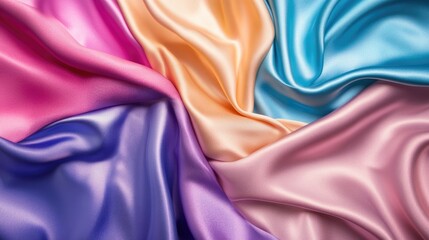 Poster - Colorful Metallic Satin Fabric Gradient with Smooth Texture Ideal for Backgrounds and Creative Projects