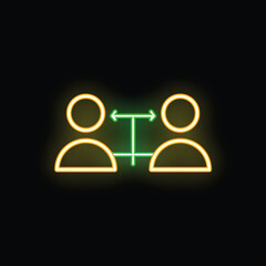 Poster - Neon icon representing two people communicating, with green arrows pointing in both directions