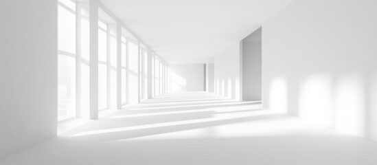 Poster - Modern Minimalist Office Interior with Expansive White Space and Natural Light for Creative Text Placement
