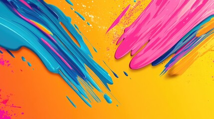 Poster - Dynamic Abstract Colorful Paint Strokes on Vibrant Background with Copy Space for Creative Text and Design Elements