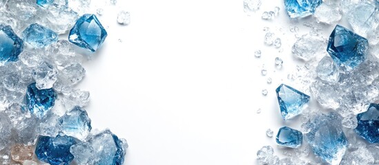  - Gemstone Background Banner in White and Blue with Ample Space for Text and Design Elements
