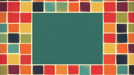 Poster - Colorful Retro Vintage Background with Plaid Pattern Offering Ideal Copy Space for Text and Creative Projects