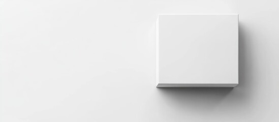 Poster - Blank white gift box on a white background with ample copy space for text or branding elements in promotional designs.