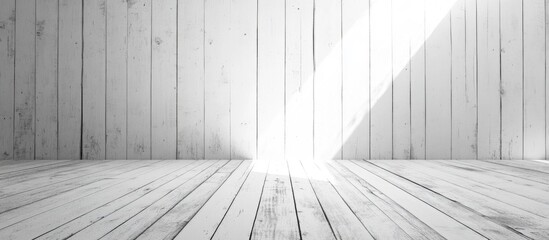 Poster - White Wooden Panel Background with Soft Light and Ample Space for Text or Design Elements