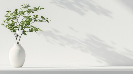 Poster - Minimalistic vase display on white table natural light eye-level view contemporary design