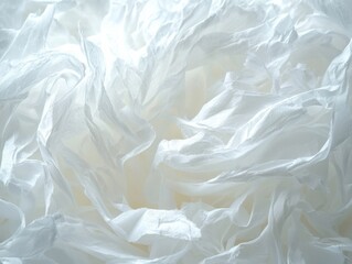 Poster - Delicate macro shot of white tissue paper fibers glowing softly indoor setting abstract art textural details