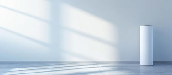 Poster - Minimalist White Toilet Paper Holder in Brightly Lit Room with Ample Empty Space for Text or Design Elements