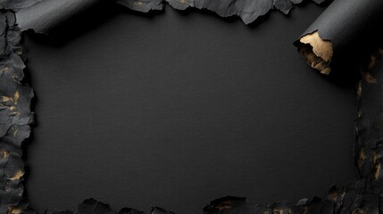 Poster - Classic Black Paper Texture with Torn Edges and Empty Space for Text or Graphic Elements
