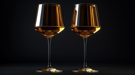 Aufkleber - Elegant wine glasses filled with golden wine against a dark background showcasing luxury and sophistication in beverage presentation.