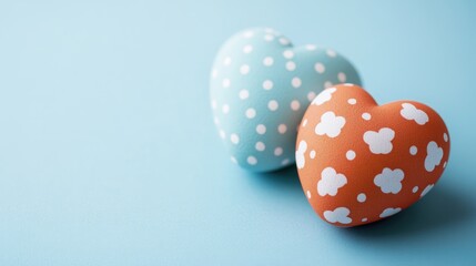Aufkleber - Easter egg hearts in pastel colors on a blue background with empty space for text or design elements