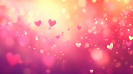 Aufkleber - Romantic bokeh background with glowing hearts creating a vibrant and enchanting atmosphere for love-themed designs or events