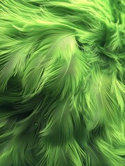 Poster - Lush green feathers creating a soft and flowing texture with a vibrant and organic feel