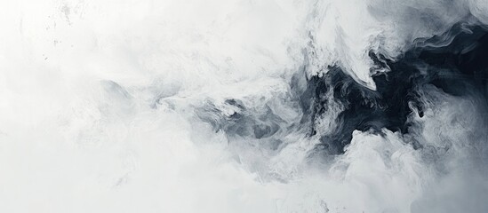 Fototapete - Moody grey abstract texture featuring calm monochrome clouds ideal for aviation themes and video production with ample copy space.