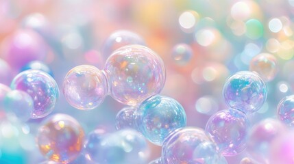Leinwandbilder - Pastel bubble bokeh background with colorful orbs creating a dreamy and captivating atmosphere in a vibrant soft focus.