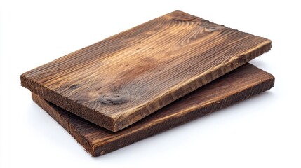 Poster - Wooden Planks from Two Different Species Isolated on White Background for Textures and Design Elements