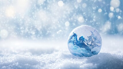 Canvas Print - Winter Wonderland Snowy Globe with Soft Focus Background and Blank Space for Text or Holiday Greetings