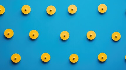 Aufkleber - playful yellow polka dots pattern on vibrant blue background in minimalist design aesthetic for mode