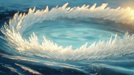 Poster - Intricate patterns of white ice crystals on glass sunlit environment macro nature's art