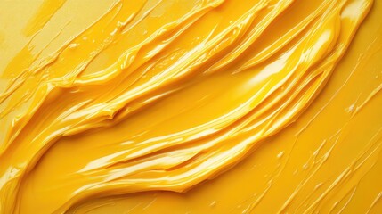 Fototapete - Vibrant Yellow Paint Texture Background with Smooth Swirls and Space for Creative Design Elements in a Bright Studio Setting