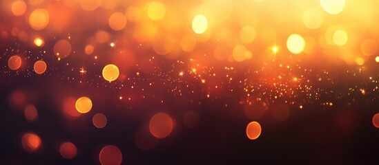 Aufkleber - Abstract background with golden bokeh lights and festive sparkles on a dark backdrop ideal for holiday and celebration themes Copy Space