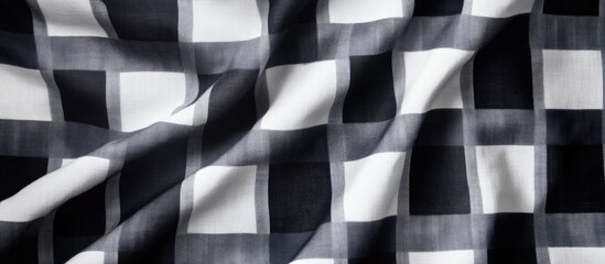 Aufkleber - Black and white checkered fabric texture with soft folds and shadows ideal for background design Copy Space
