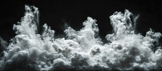 Aufkleber - Dense white smoke or vapor formations on a dark background with textured layers and depth Copy Space