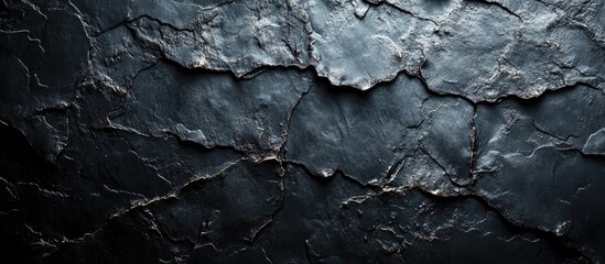 Aufkleber - Cracked black textured surface with dark shades and grooves suitable for background use Copy Space