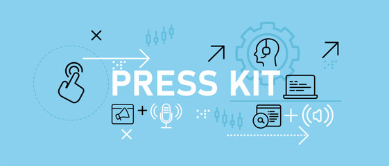 Poster - Press Kit Conceptual media entertainment information modern technology device news information journalism broadcasting items design icon outline set collection