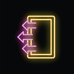 Poster - Glowing neon sign representing incoming data flowing to a device on a black background