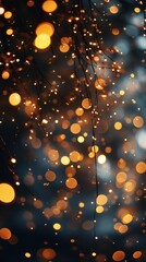 Poster - Warm glowing lights create a magical bokeh effect against a dark blue background